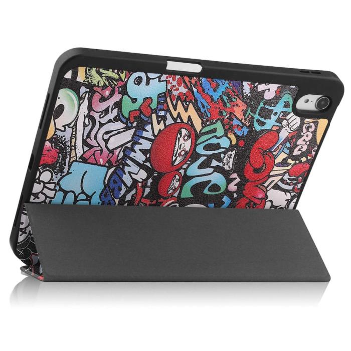 Bild 5,  iPad 11 2025 / 10.9 2022 Fodral Tri-Fold Pennhållare Graffiti - Teknikhallen.se