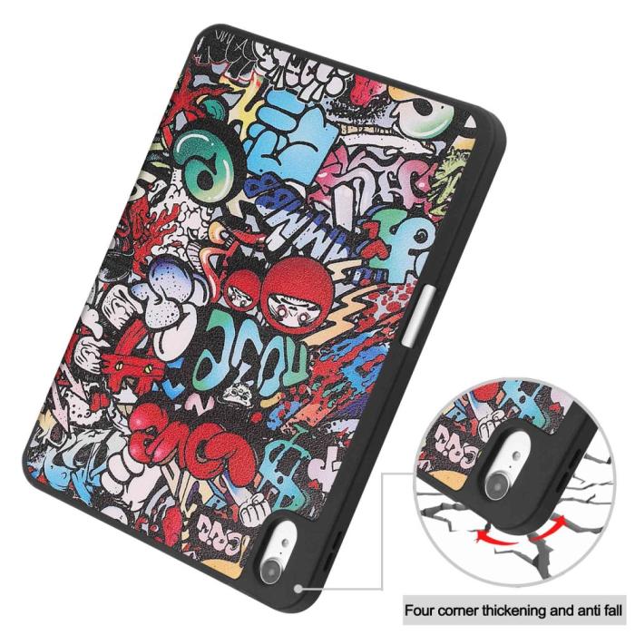 Bild 6,  iPad 11 2025 / 10.9 2022 Fodral Tri-Fold Pennhållare Graffiti - Teknikhallen.se