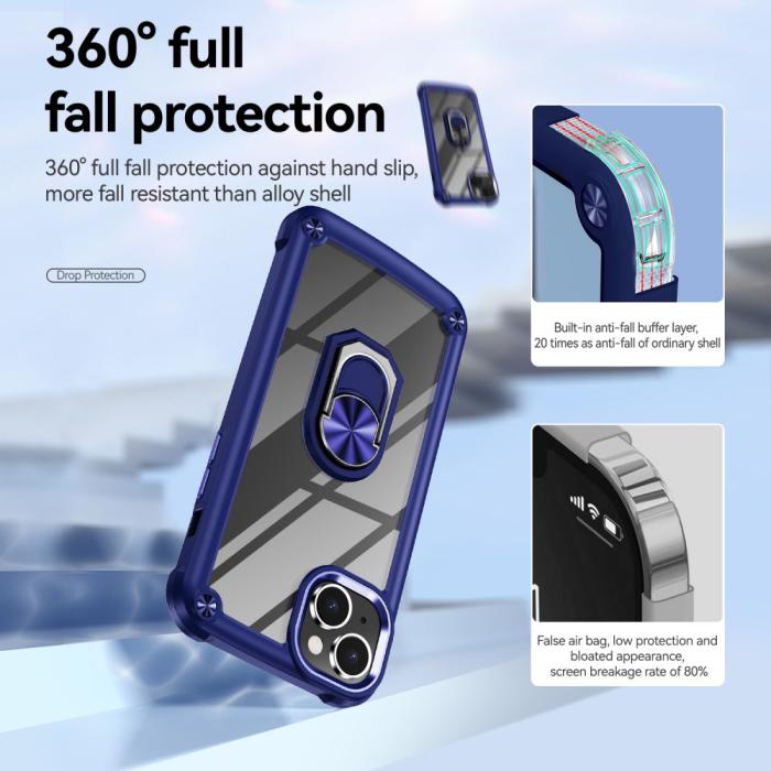 Bild 4,  iPhone 15 Plus Skal Ring Shockproof Hybrid Blå - Teknikhallen.se