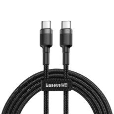 BASEUS Baseus Cafule 1m 60W PD QC USB-C - USB-C Nylon Kabel - Svart/Gr&aring; - Teknikhallen.se