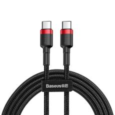 BASEUS Baseus Cafule 2m 60W PD QC USB-C - USB-C Nylon Kabel - Svart/R&ouml;d - Teknikhallen.se