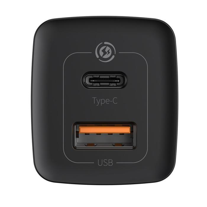 Bild 3, BASEUS Baseus GaN2 65W PD QC USB-C / USB-A Snabbladdare - Svart - Teknikhallen.se