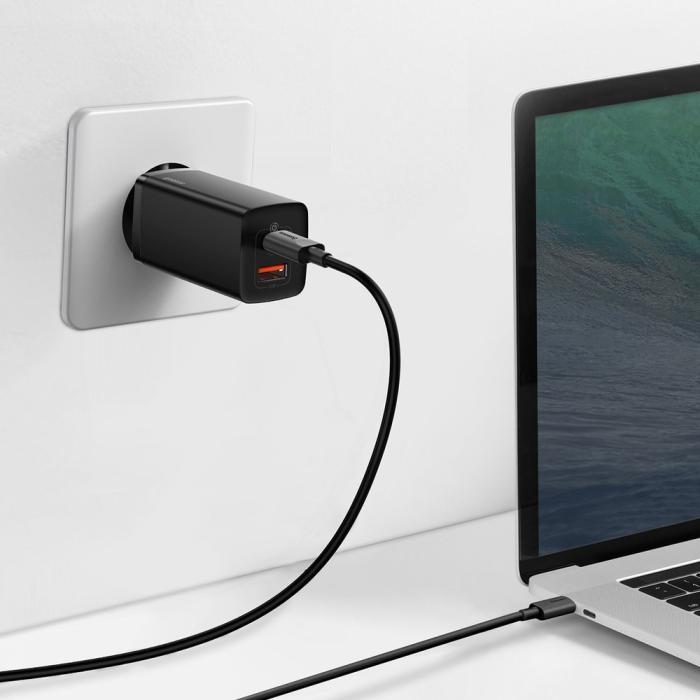 Bild 4, BASEUS Baseus GaN2 65W PD QC USB-C / USB-A Snabbladdare - Svart - Teknikhallen.se