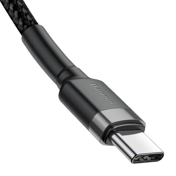 Bild 4, BASEUS Baseus Cafule 1m 60W PD QC USB-C - USB-C Nylon Kabel - Svart/Grå - Teknikhallen.se