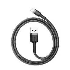 BASEUS Baseus Cafule 0.5m Lightning Nylon Laddningskabel - Svart/Gr&aring; - Teknikhallen.se