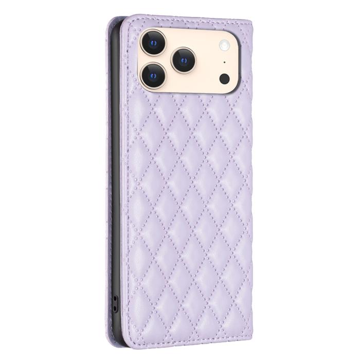 Bild 3, BINFEN BINFEN iPhone 17 Pro Fodral Flip Diamond Läder Lila - Teknikhallen.se
