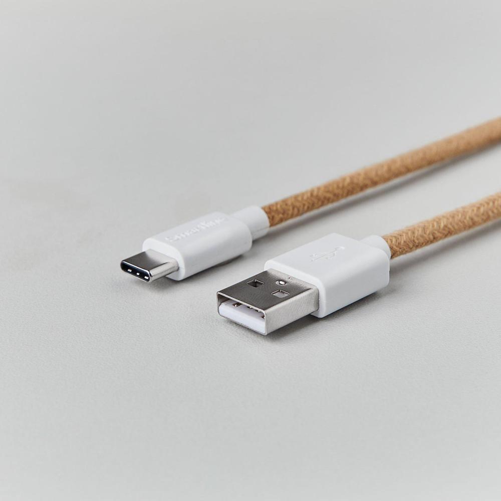 Smartline Smartline 2m 3A USB-C Fuzzy Laddningskabel Sand - Teknikhallen.se