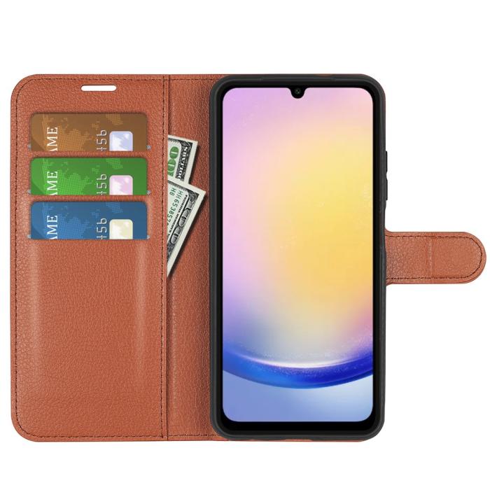 Bild 2,  Samsung Galaxy A16 / A26 5G Fodral Litchi Läder Textur Brun - Teknikhallen.se