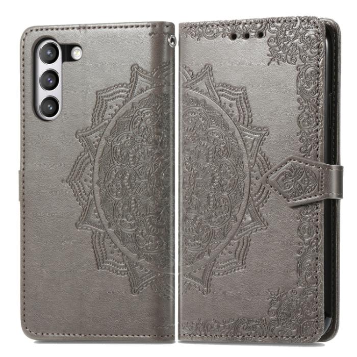 Bild 2,  Samsung Galaxy S21 FE Fodral Mandala Flower Grå - Teknikhallen.se