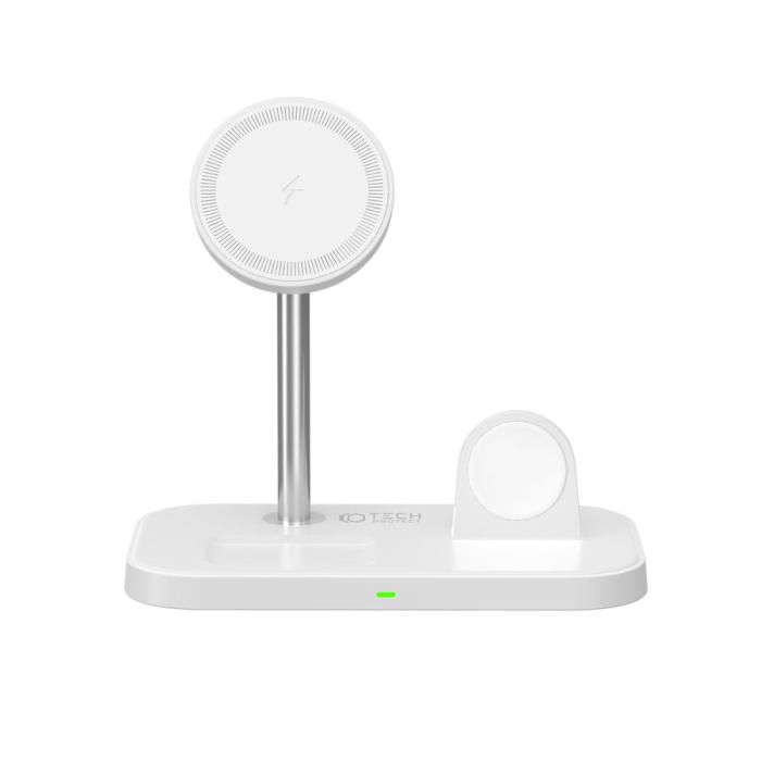 Bild 5, Tech-Protect Tech-Protect 15W 3in1 MagSafe Magnetisk Trådlös Laddare Vit - Teknikhallen.se