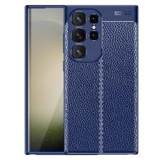  Samsung Galaxy S24 Ultra Skal Litchi Textur Bl&aring; - Teknikhallen.se