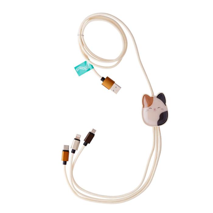 Bild 2, Squishmallows Squishmallows Laddningskabel 1,2m 3in1 USB-C/Micro/Lightning Cam - Teknikhallen.se