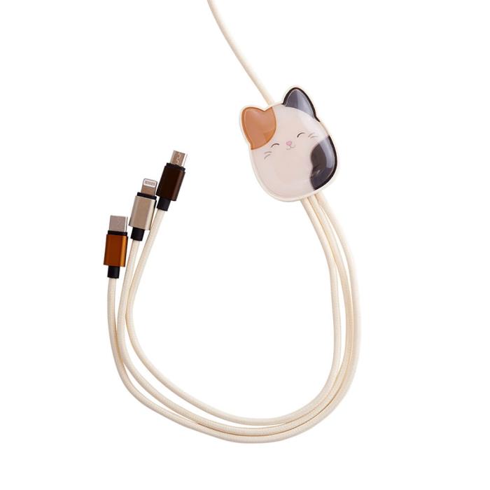 Bild 3, Squishmallows Squishmallows Laddningskabel 1,2m 3in1 USB-C/Micro/Lightning Cam - Teknikhallen.se