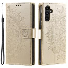  Samsung Galaxy S24 Fodral Mandala Läder Guld - Teknikhallen.se