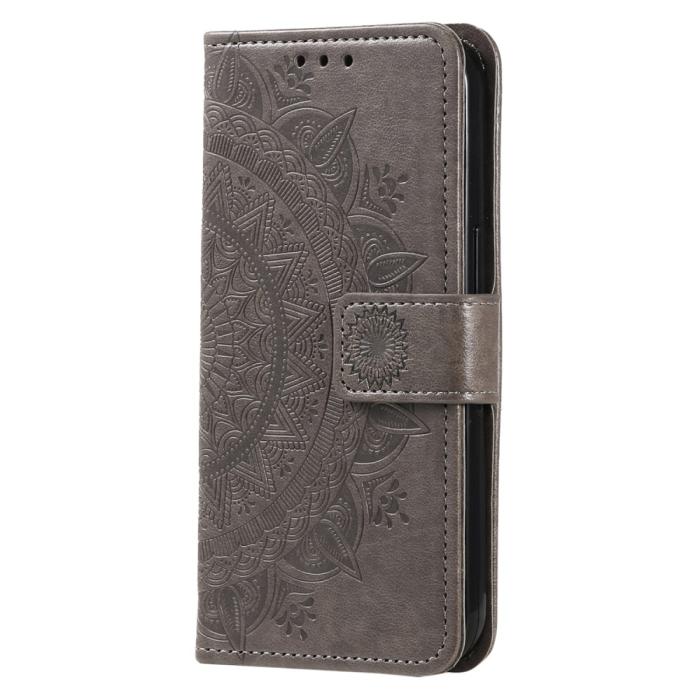 Bild 5,  Samsung Galaxy S24 Fodral Mandala Läder Grå - Teknikhallen.se