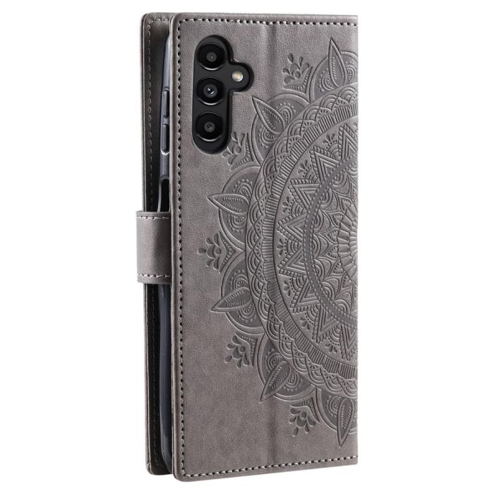 Bild 6,  Samsung Galaxy S24 Fodral Mandala Läder Grå - Teknikhallen.se