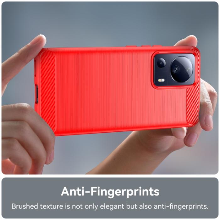 Bild 6,  Xiaomi 13 Lite 5G Skal Borstad Stål Textur Röd - Teknikhallen.se