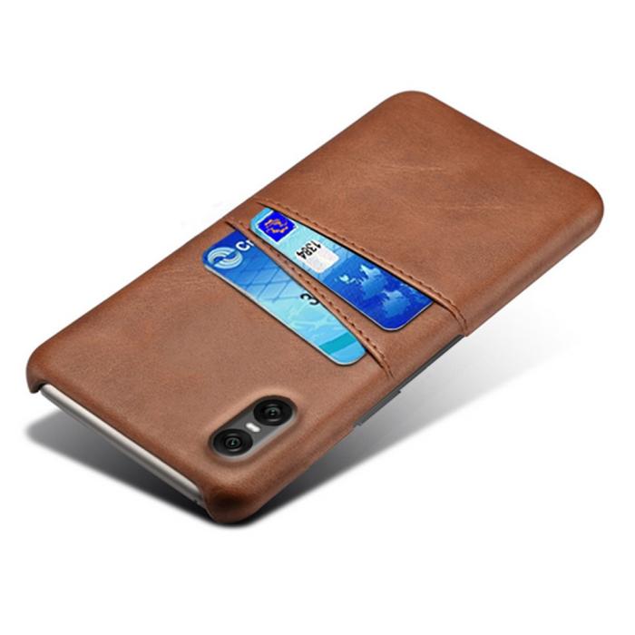Bild 3,  Sony Xperia 10 VII Läderbelagt Skal Med Kortfack Brun - Teknikhallen.se