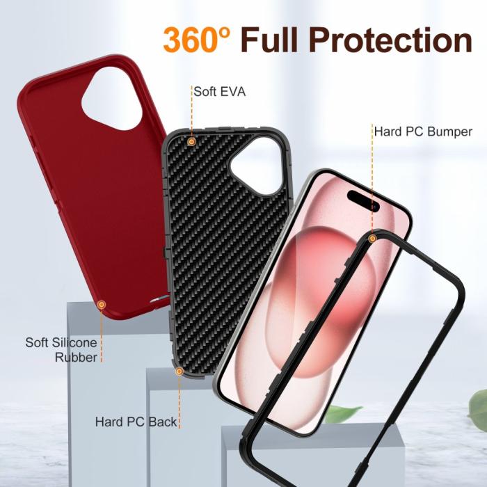 Bild 4,  iPhone 16 Plus Skal Xtreme Shockproof Hybrid Röd - Teknikhallen.se