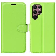  Samsung Galaxy S23 Ultra Fodral Litchi L&auml;der Gr&ouml;n - Teknikhallen.se