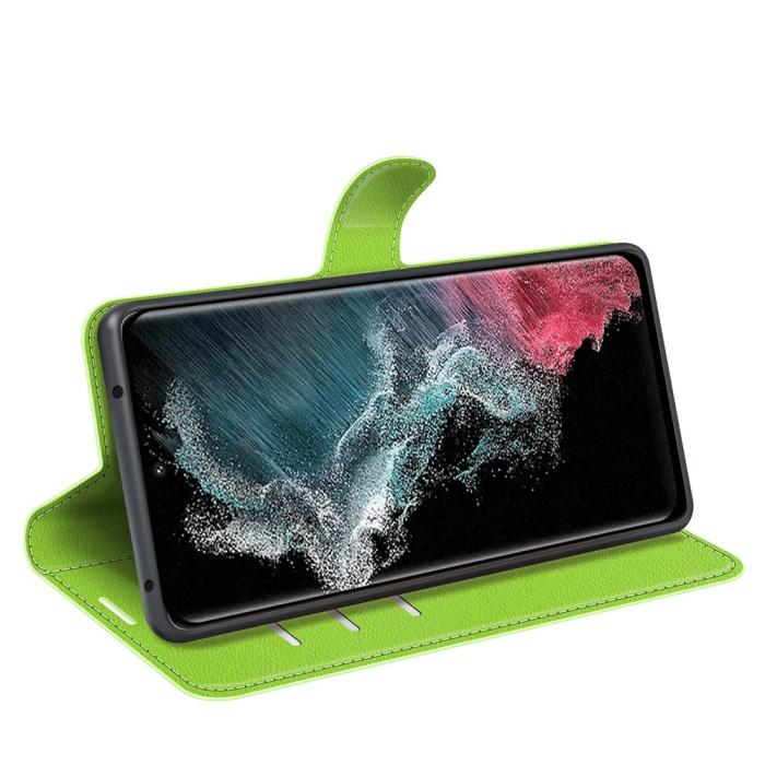 Bild 3,  Samsung Galaxy S23 Ultra Fodral Litchi Läder Grön - Teknikhallen.se