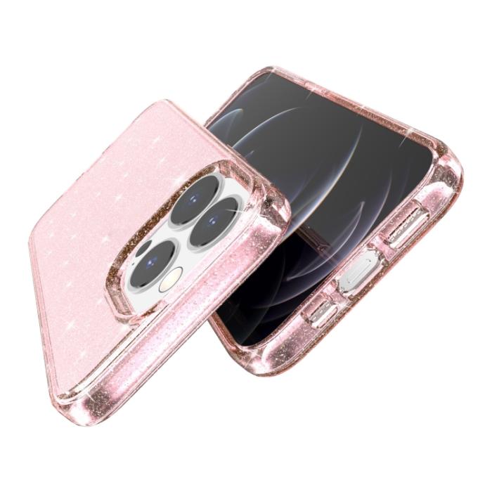 Bild 4,  iPhone 14 Pro Max Skal Shockproof Glitter TPU Rosa - Teknikhallen.se