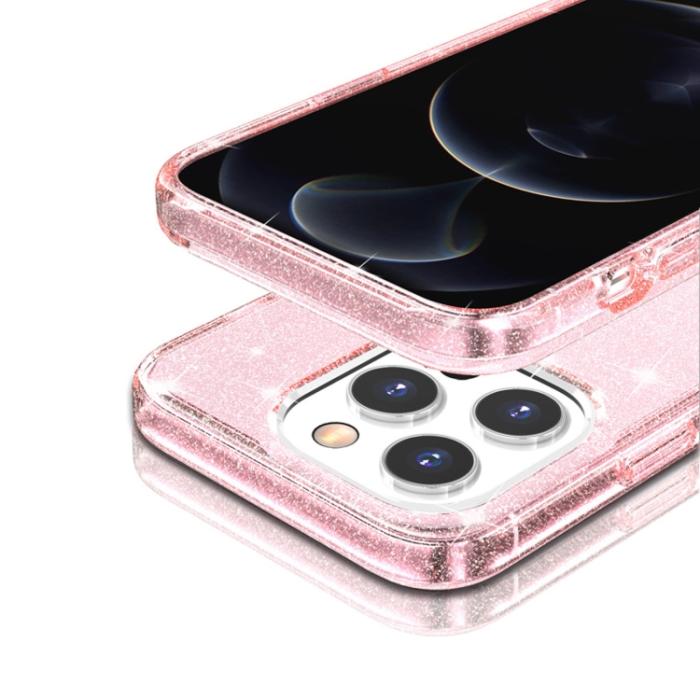 Bild 5,  iPhone 14 Pro Max Skal Shockproof Glitter TPU Rosa - Teknikhallen.se