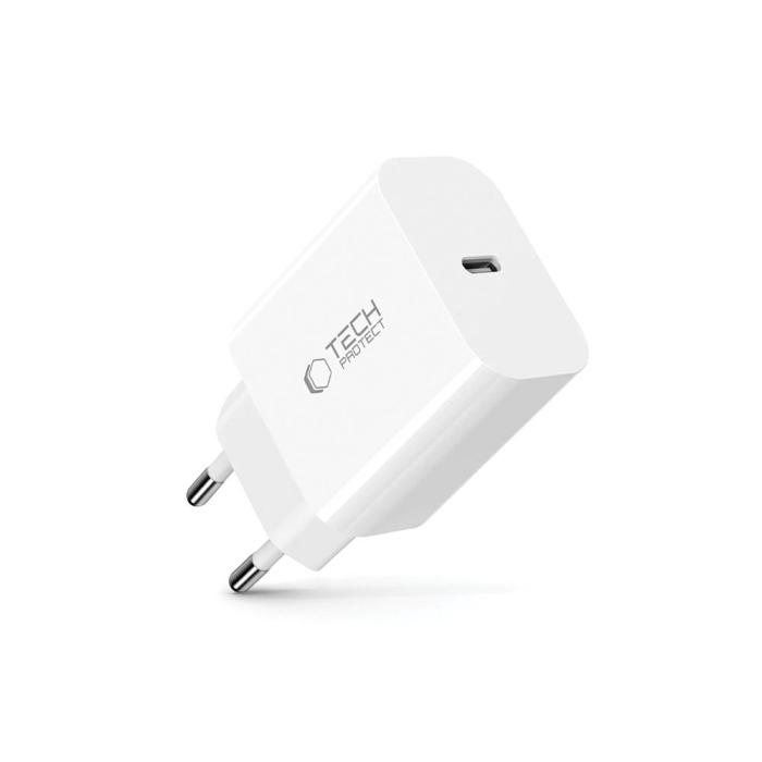 Bild 2, Tech-Protect Tech-Protect 20W PD USB-C Väggladdare Vit - Teknikhallen.se