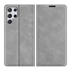  Samsung Galaxy S22 Ultra Fodral Flip L&auml;der Gr&aring; - Teknikhallen.se