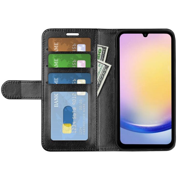 Bild 2,  Samsung Galaxy A26 5G Fodral Crazy Horse Läder Svart - Teknikhallen.se