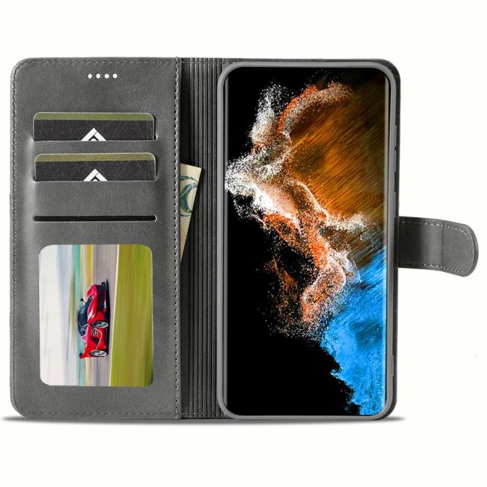 Bild 2, LC.IMEEKE LC.IMEEKE Samsung Galaxy S24 Fodral Läder Grå - Teknikhallen.se