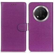  Honor Magic7 Lite Fodral Litchi L&auml;der Lila - Teknikhallen.se