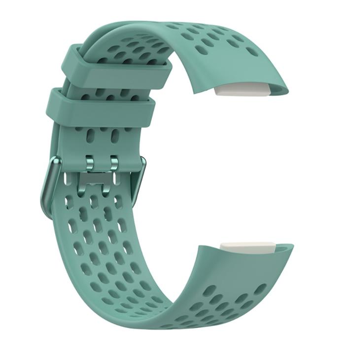 Bild 4,  Fitbit Charge 6 / 5 Armband Silikon Ihåligt Svartaktig Grön - Teknikhallen.se