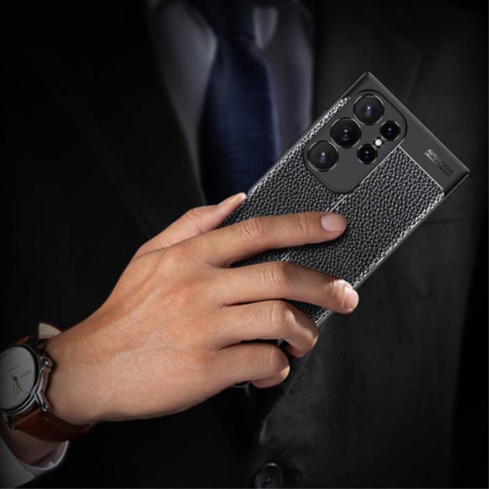 Bild 4,  Samsung Galaxy S24 Ultra Skal Litchi Textur Blå - Teknikhallen.se