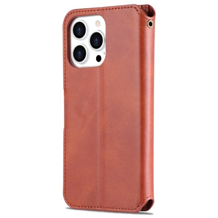 Bild 3, AZNS AZNS iPhone 14 Pro Fodral Läder Brun - Teknikhallen.se