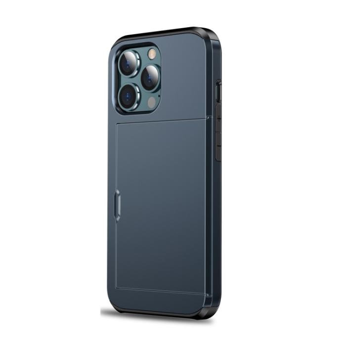 Bild 2,  iPhone 14 Skal Hybrid Med Kortfack Mörk Blå - Teknikhallen.se