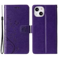  iPhone 15 Plus Fodral Med Blommigt Tryck M&ouml;rk Lila - Teknikhallen.se