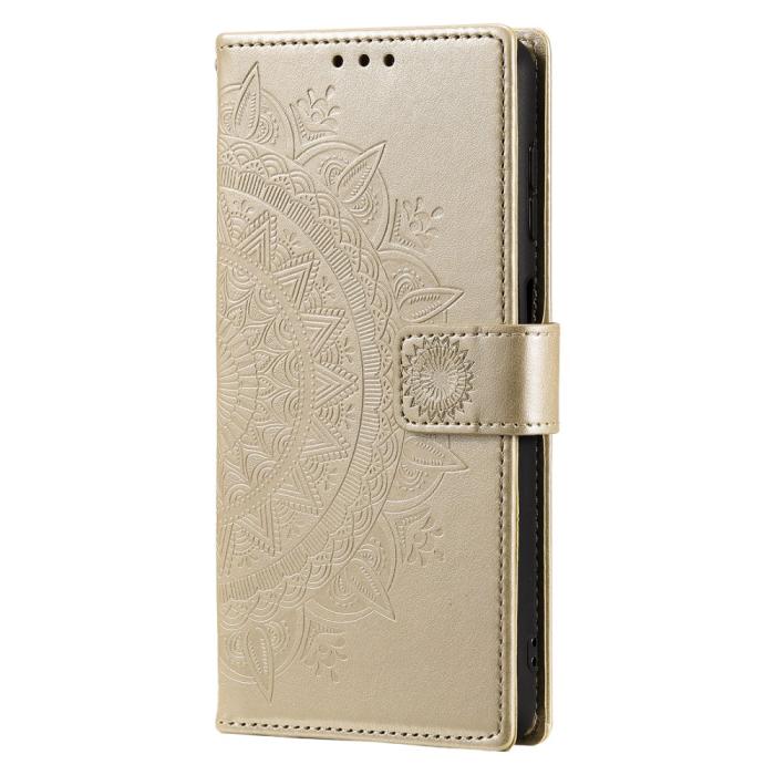 Bild 5,  Samsung Galaxy S24 Fodral Mandala Läder Guld - Teknikhallen.se