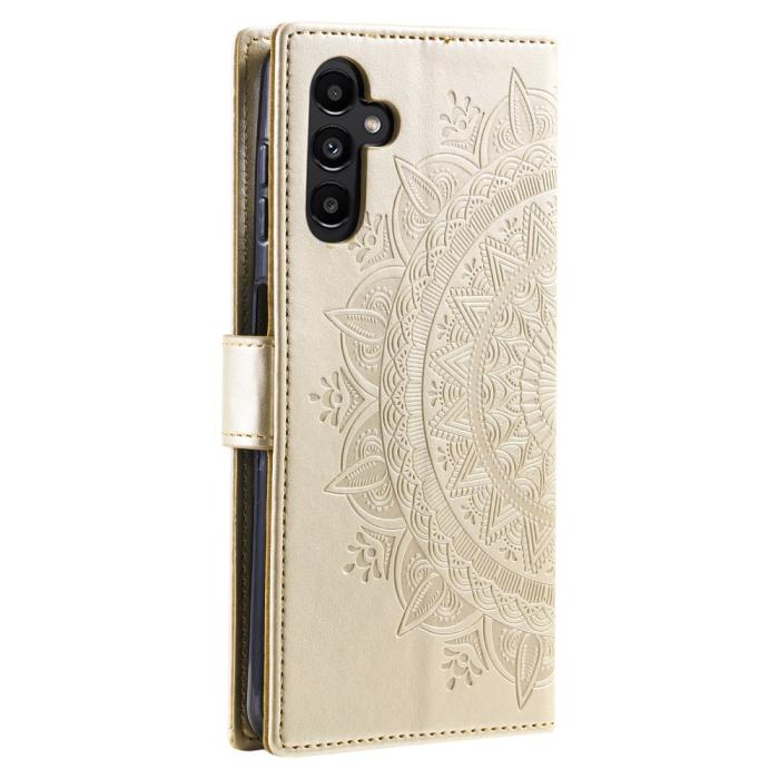 Bild 6,  Samsung Galaxy S24 Fodral Mandala Läder Guld - Teknikhallen.se