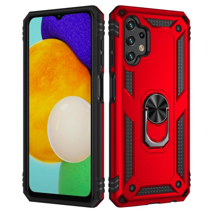 Bild 2,  Samsung Galaxy A13 4G Skal Shockproof Ring Armor Röd - Teknikhallen.se