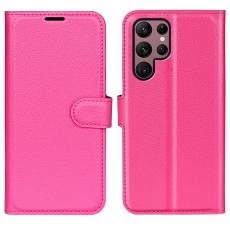  Samsung Galaxy S23 Ultra Fodral Litchi L&auml;der Rosa - Teknikhallen.se