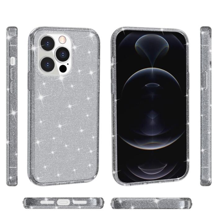 Bild 3,  iPhone 14 Pro Max Skal Shockproof Glitter TPU Grå - Teknikhallen.se