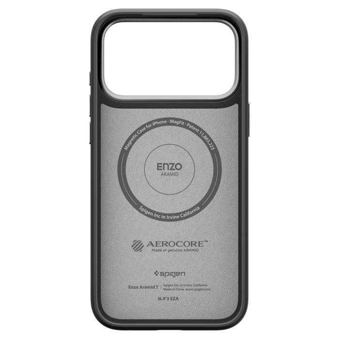 Bild 4, Spigen Spigen iPhone 17 Pro Skal MagSafe Enzo Aramid 'T' Svart/Silver - Teknikhallen.se