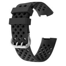  Silikon Armband Ih&aring;ligt Fitbit Charge 3 / 4 Svart - Teknikhallen.se