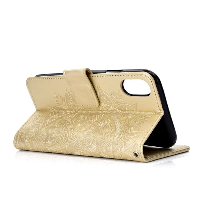 Bild 5,  iPhone XR - Mandala Plånboksfodral - Guld - Teknikhallen.se