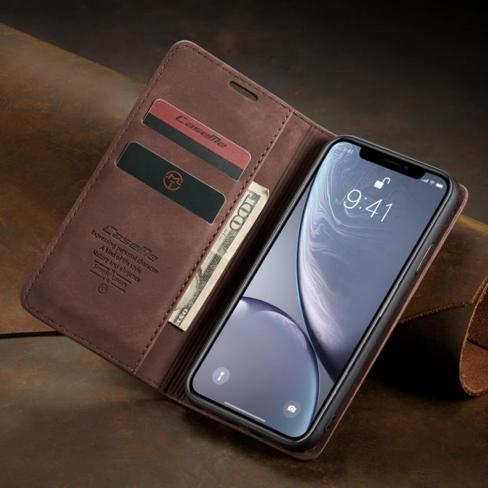 Bild 3, CASEME iPhone XR - CASEME Retro Plånboksfodral - Mörk Brun - Teknikhallen.se