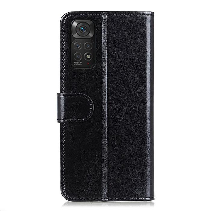 Bild 3,  Xiaomi Redmi Note 11 4G Fodral Crazy Horse Läder Svart - Teknikhallen.se