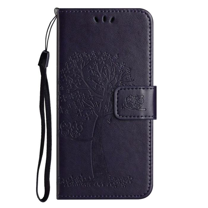 Bild 4,  Motorola Moto G86 Power/G86 5G Fodral Träd Tryck Mörk Lila - Teknikhallen.se