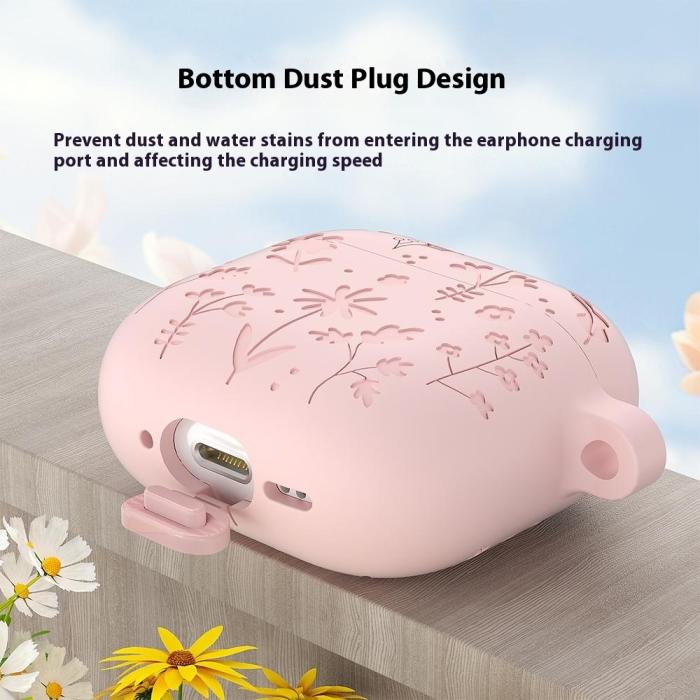 Bild 4,  AirPods 4 Skal Med Motiv Blommor Silikon Grön - Teknikhallen.se