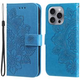  iPhone 16 Pro Fodral Mandala Läder Blå - Teknikhallen.se